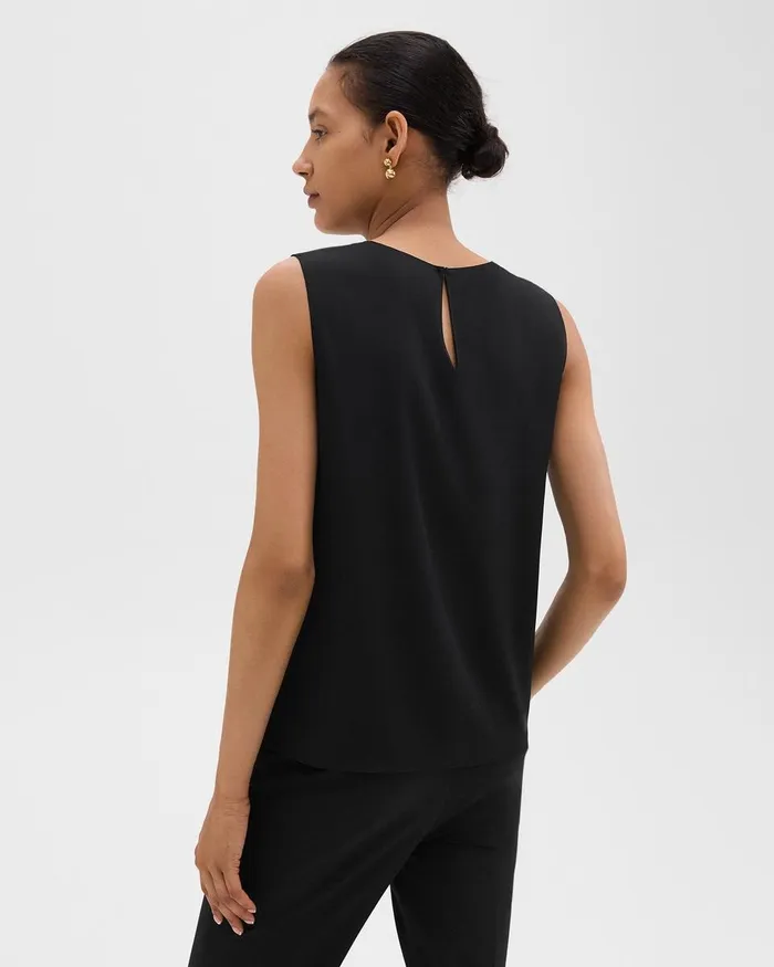 Women Tops Theory Shell Top In Silk Georgette Black
