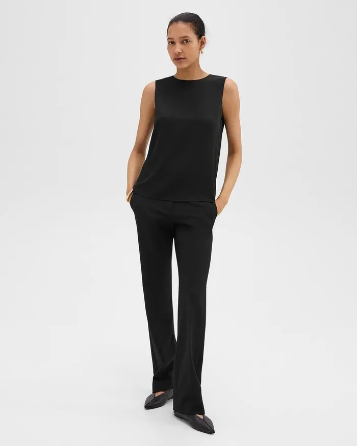 Women Tops Theory Shell Top In Silk Georgette Black