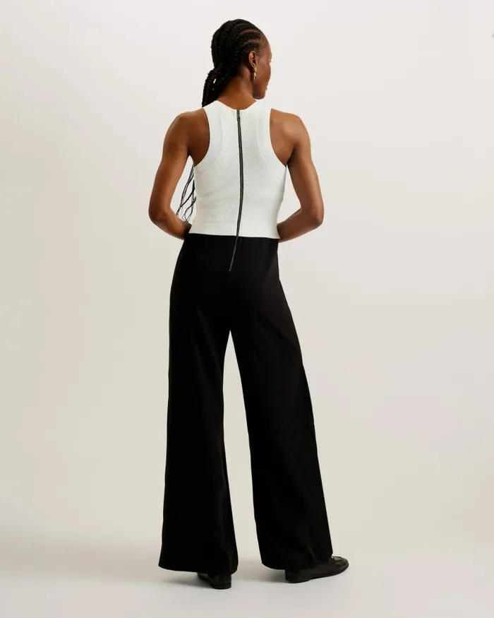 Women TOVELI 8211 Knit Bodice Wide Leg Jumpsuit Black Ted Baker Jumpsuits and Playsuits
