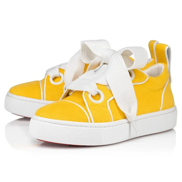 Women Toy Toy Sneakers 8211 Sponge Cotton And Patent Calf Leather 8211 Pollen Christian Louboutin Sneakers