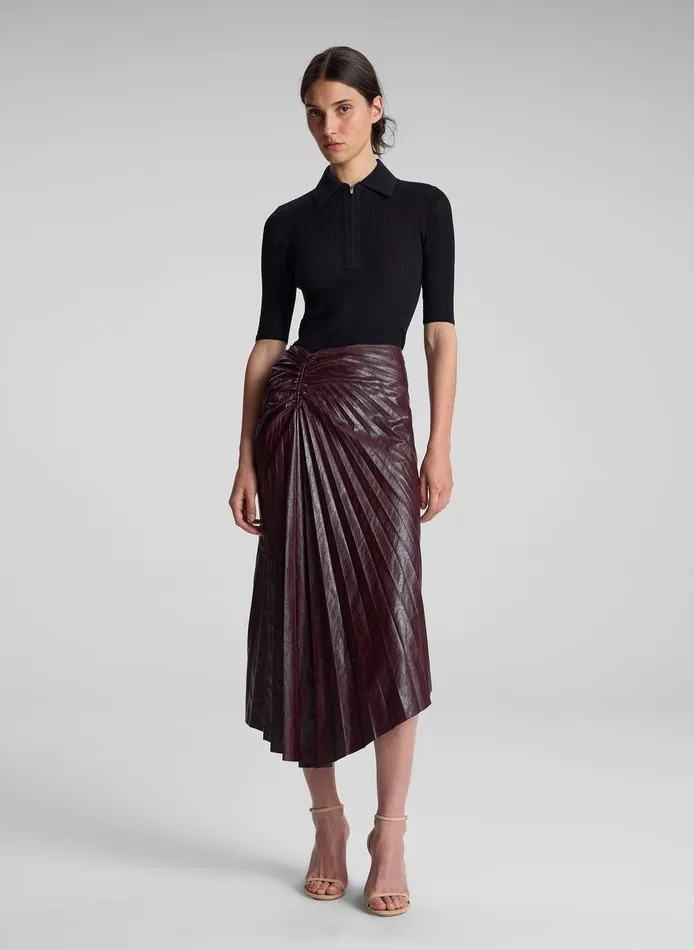 Women Tracy Textured Vegan Leather Skirt Cordovan ALC Skirts