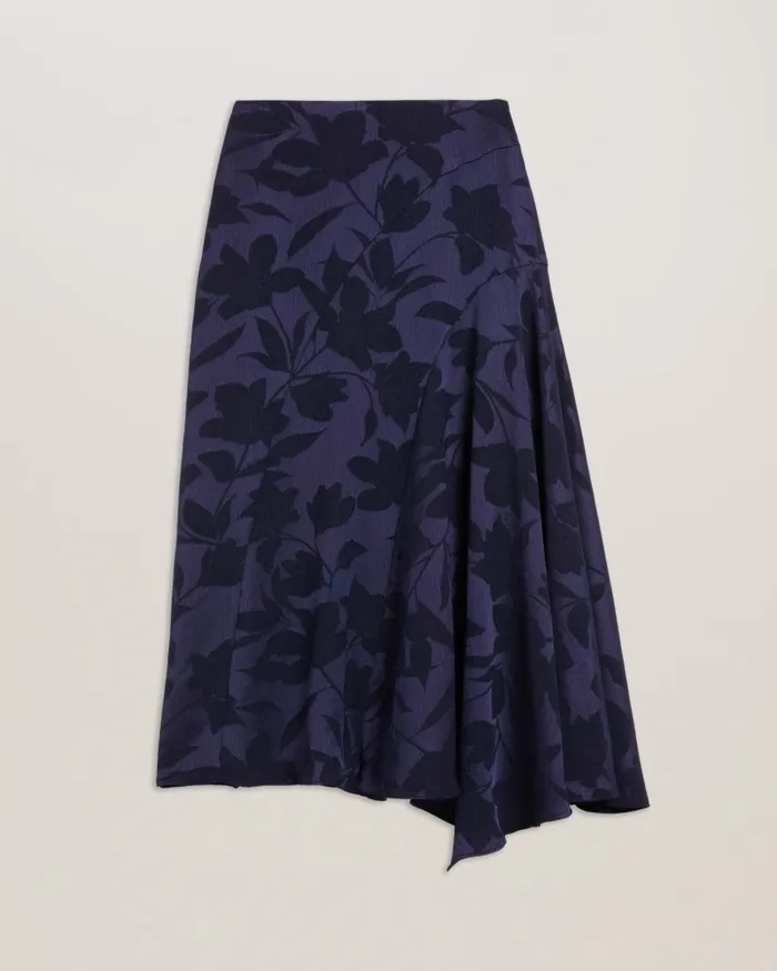 Women TREBBIA 8211 Asymmetric Jacquard Midi Skirt Navy Ted Baker Skirts