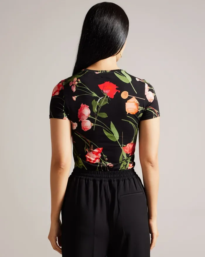 Women TREYYA 8211 Printed Fitted TShirt Black Ted Baker Tops and Blouses