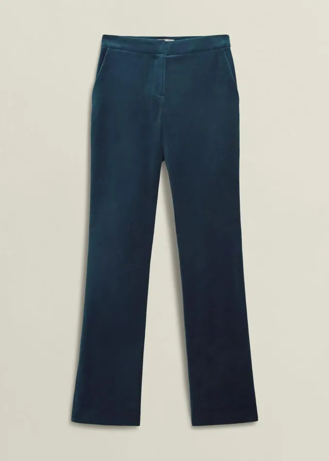 Women Trousers Hobbs Luna Velvet Straight Trousers Riverside Blue