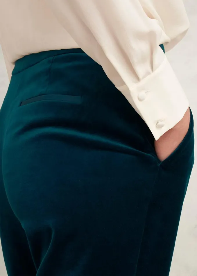 Women Trousers Hobbs Luna Velvet Straight Trousers Riverside Blue
