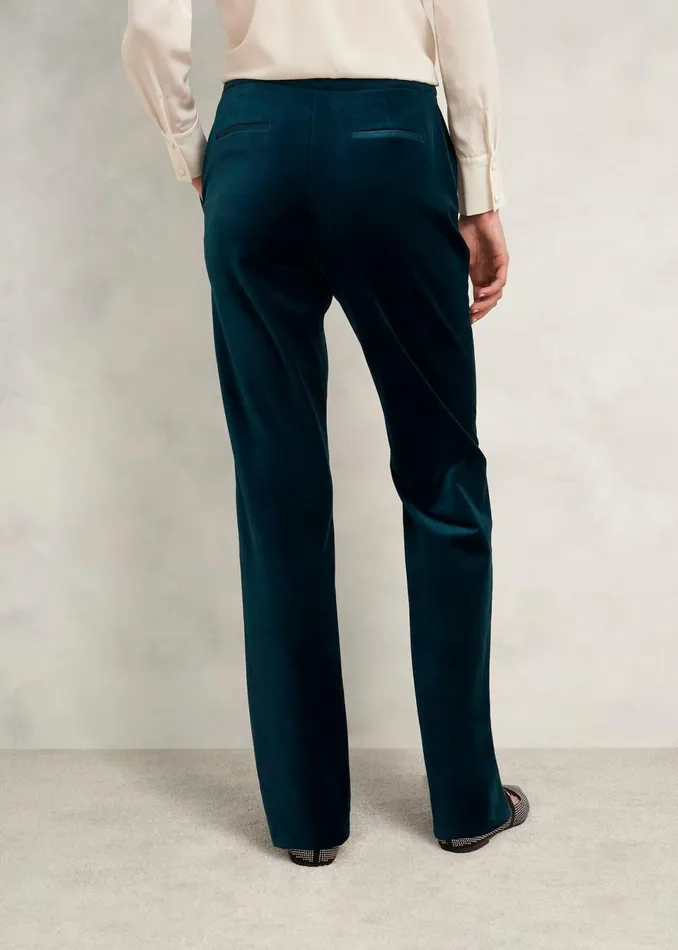 Women Trousers Hobbs Luna Velvet Straight Trousers Riverside Blue