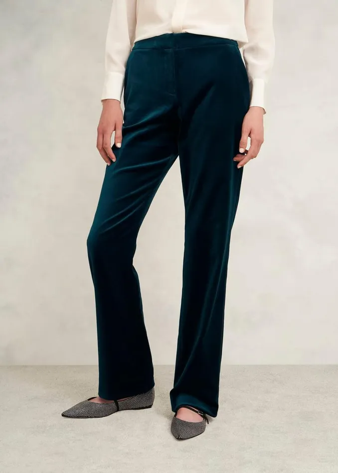 Women Trousers Hobbs Luna Velvet Straight Trousers Riverside Blue