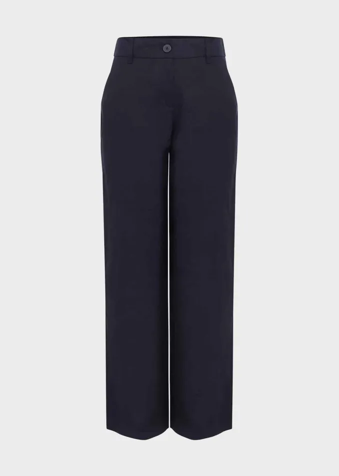 Women Trousers Hobbs Petite Lynn Linen Trousers Navy