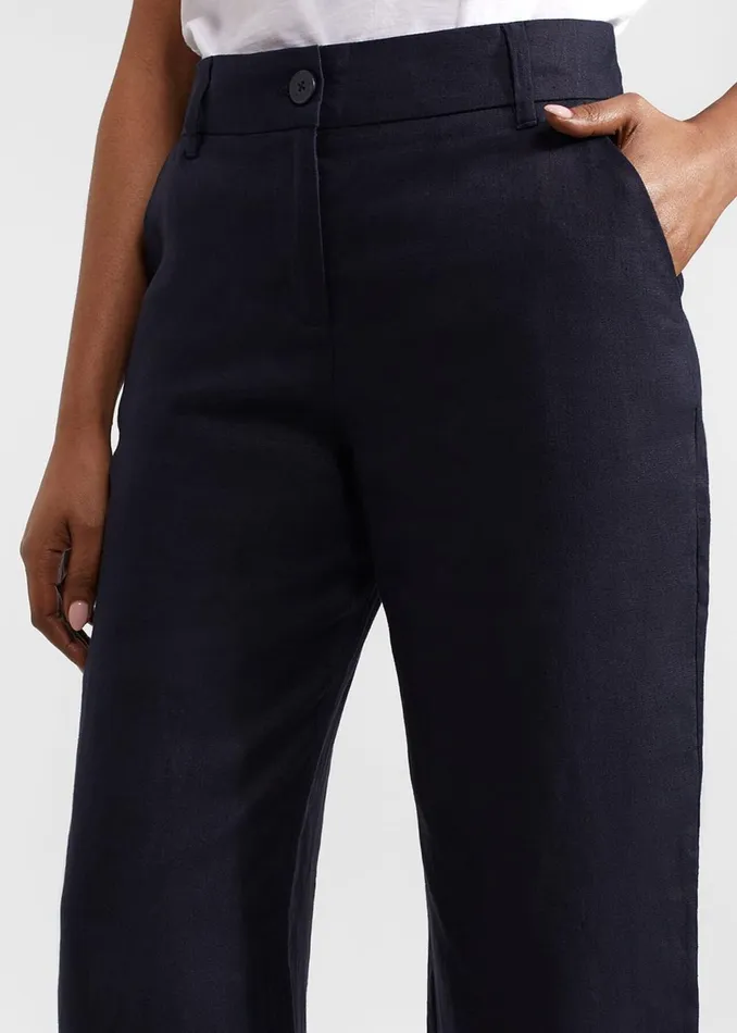Women Trousers Hobbs Petite Lynn Linen Trousers Navy