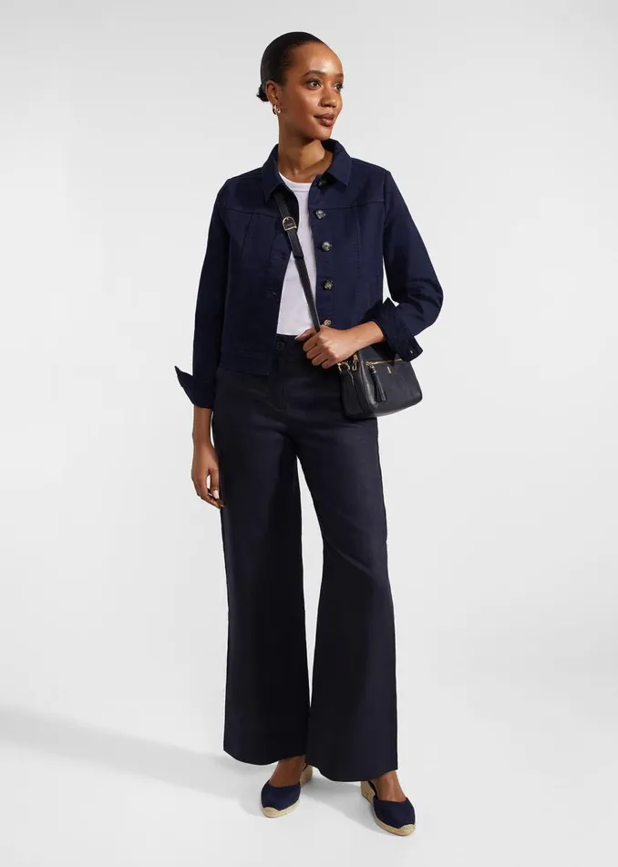 Women Trousers Hobbs Petite Lynn Linen Trousers Navy