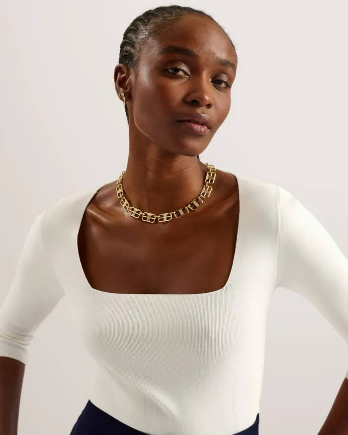 Women VALLRYY 8211 Square Neck Fitted Knit Top Ivory Ted Baker Tops and Blouses Women VALLRYY 8211 Square Neck Fitted Knit Top Ivory Ted Baker Tops and Blouses