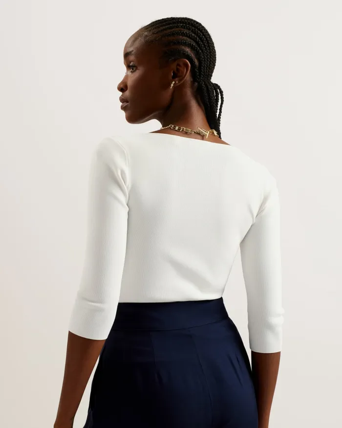 Women VALLRYY 8211 Square Neck Fitted Knit Top Ivory Ted Baker Tops and Blouses Women VALLRYY 8211 Square Neck Fitted Knit Top Ivory Ted Baker Tops and Blouses