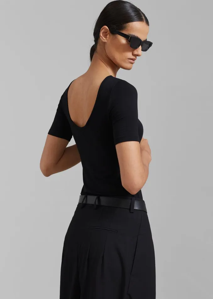 Women Vera Scoop Back Shirt 8211 Black The Frankie Shop Tops