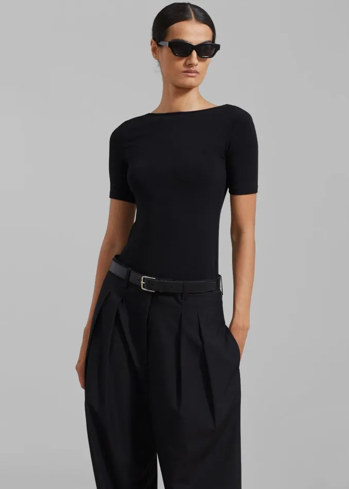 Women Vera Scoop Back Shirt 8211 Black The Frankie Shop Tops