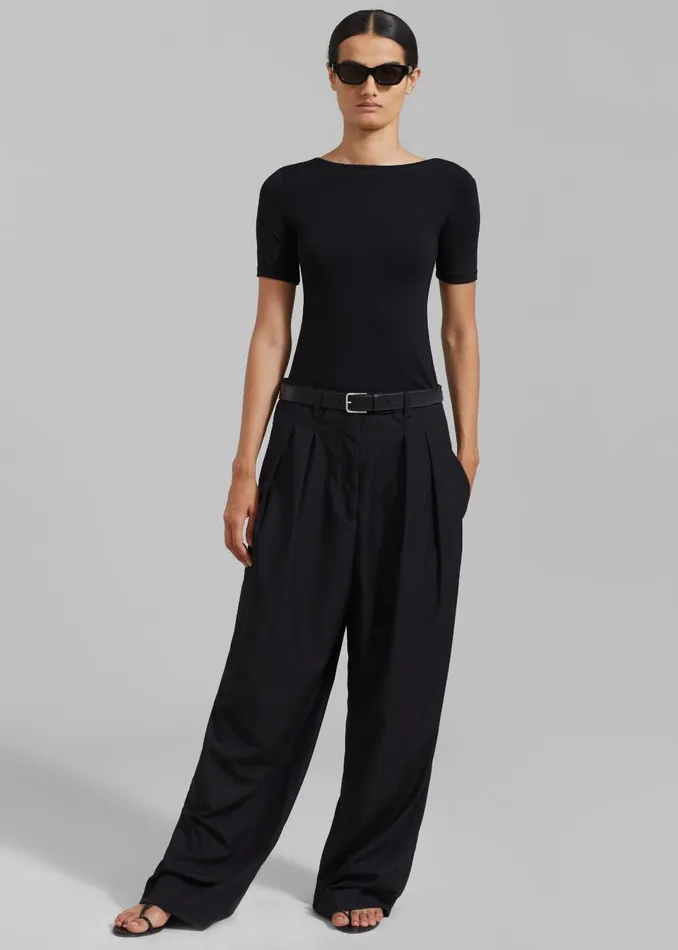 Women Vera Scoop Back Shirt 8211 Black The Frankie Shop Tops