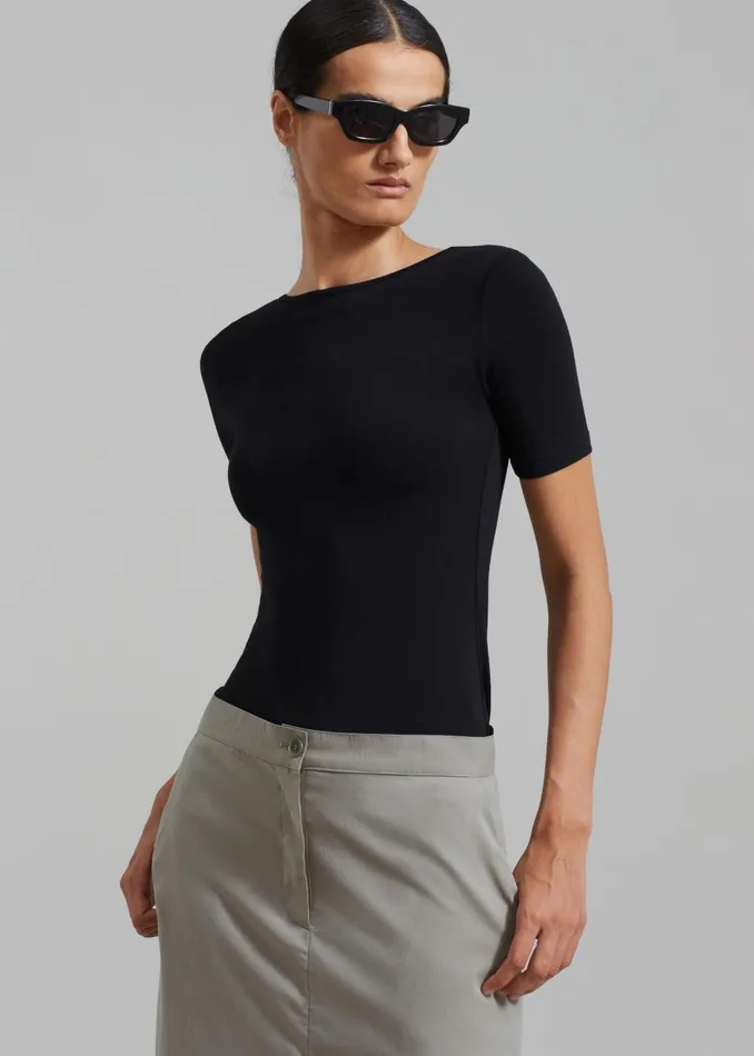 Women Vera Scoop Back Shirt 8211 Black The Frankie Shop Tops