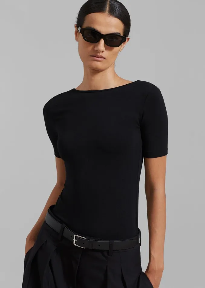 Women Vera Scoop Back Shirt 8211 Black The Frankie Shop Tops