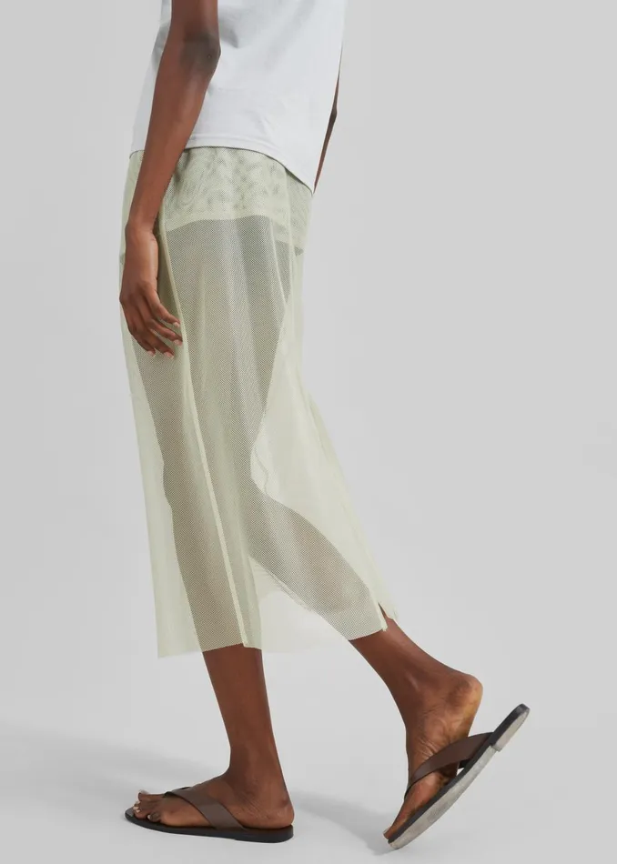 Women Verna Semi Sheer Midi Skirt 8211 Moss Green The Frankie Shop Bottoms
