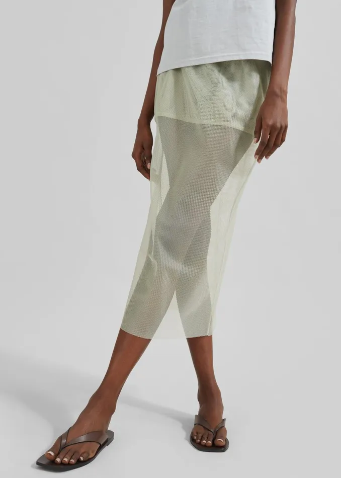 Women Verna Semi Sheer Midi Skirt 8211 Moss Green The Frankie Shop Bottoms