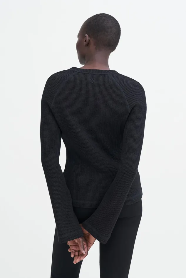 Women Waffle Sweater Black Filippa K Tops