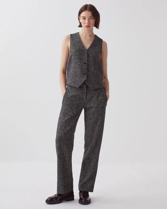 Women Waistcoat Neppie Black Comptoir Des Cotonniers Coats and Jackets