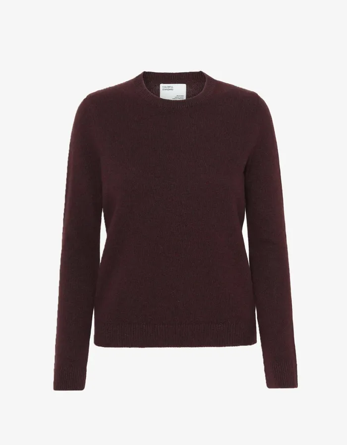 Women Women Classic Merino Wool Crew Oxblood Red Colorful Standard Knit Sweaters