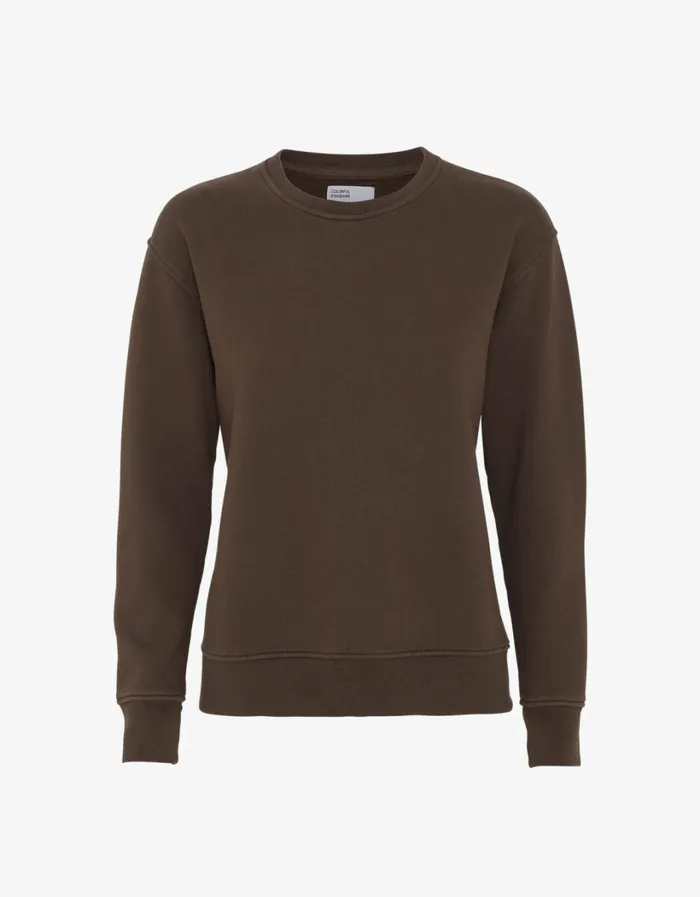 Women Women Classic Organic Crew Coffee Brown Colorful Standard Crewneck Sweatshirts