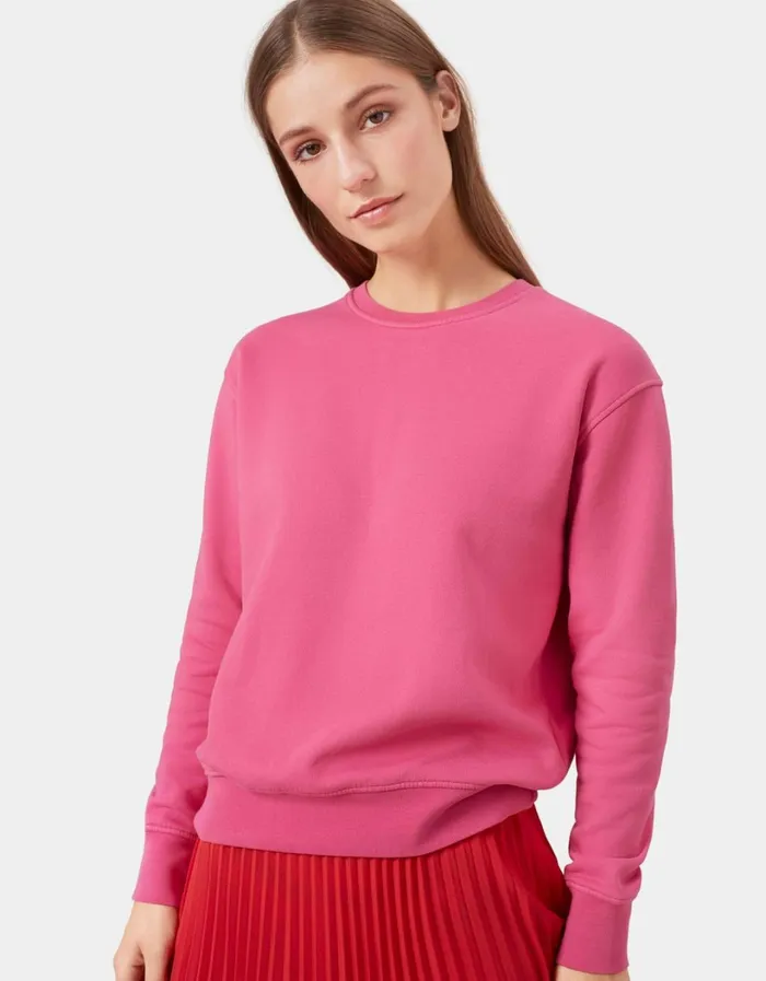 Women Women Classic Organic Crew Magenta Blaze Colorful Standard Crewneck Sweatshirts