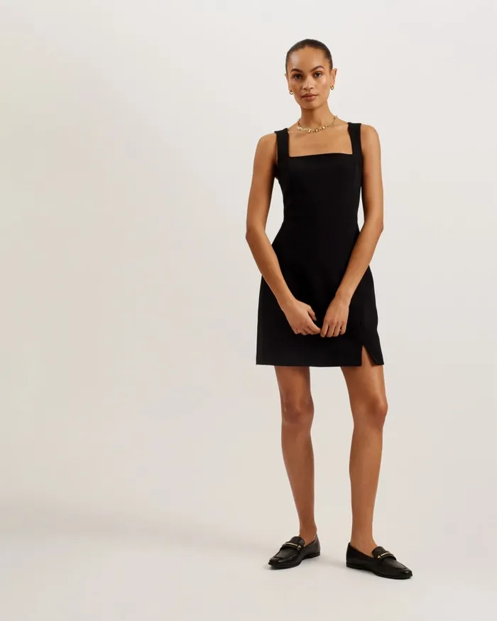 Women WYNOD 8211 Sleeveless Tailored Mini Dress With Slit Black Ted Baker Dresses Women WYNOD 8211 Sleeveless Tailored Mini Dress With Slit Black Ted Baker Dresses