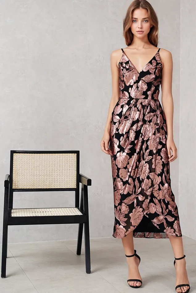 Women YUMI KIM Dresses ADRIENNE DRESS Brocade Rose Black