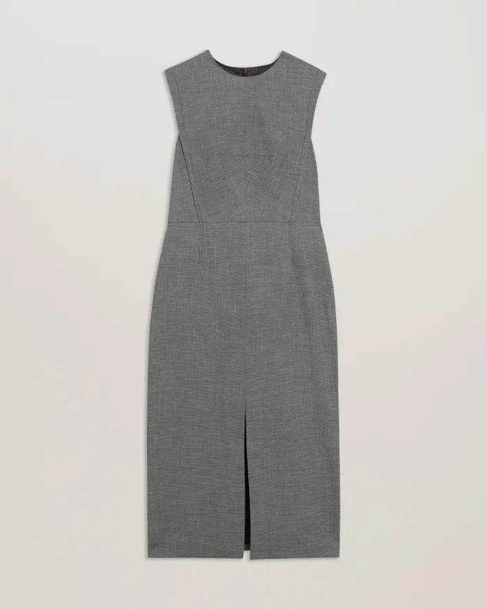 Women YUTAKAD 8211 Tailored Midi Dress With Front Split Black Ted Baker Dresses