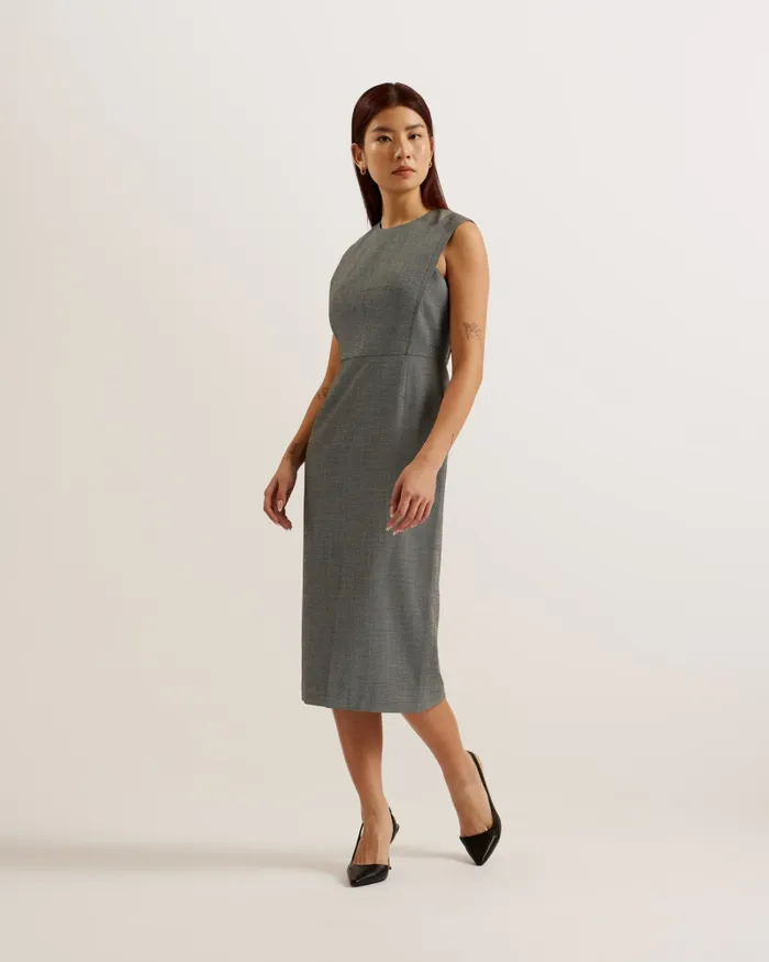 Women YUTAKAD 8211 Tailored Midi Dress With Front Split Black Ted Baker Dresses