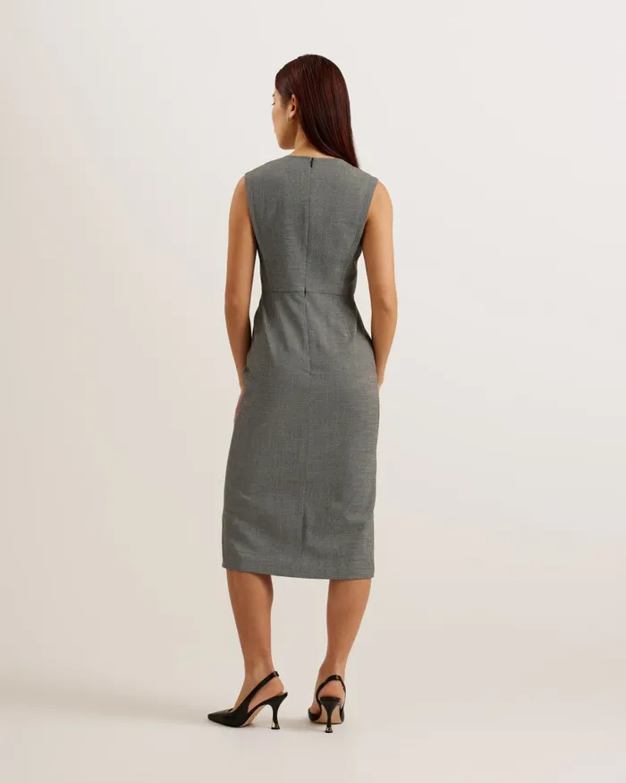 Women YUTAKAD 8211 Tailored Midi Dress With Front Split Black Ted Baker Dresses