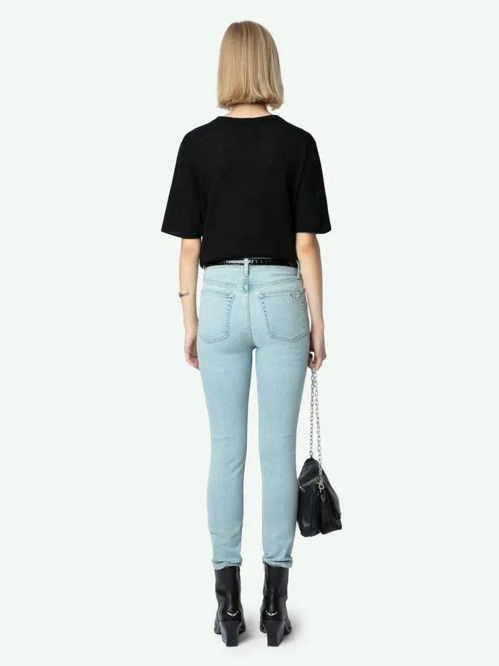 Women Zadig and Voltaire Pants and Shorts Tina Cropped Skinny Jeans Light Wash