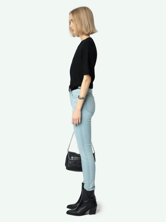 Women Zadig and Voltaire Pants and Shorts Tina Cropped Skinny Jeans Light Wash