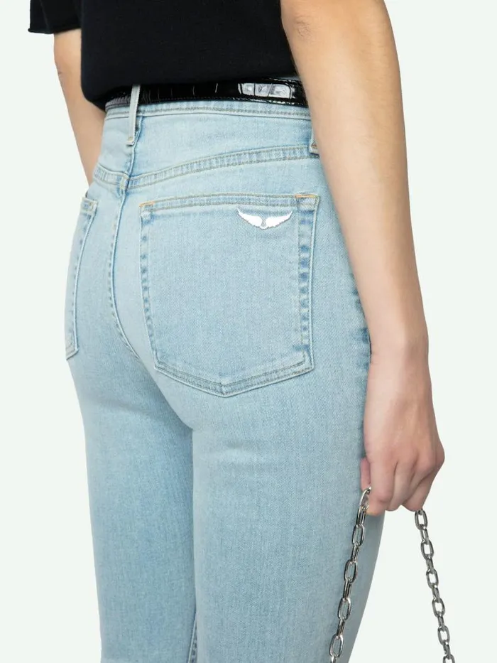 Women Zadig and Voltaire Pants and Shorts Tina Cropped Skinny Jeans Light Wash