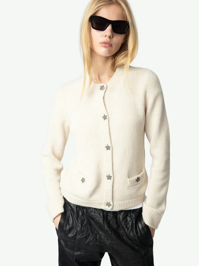 Women Zadig and Voltaire Sweaters and Cardigans Marcya Cashmere Cardigan Ecru