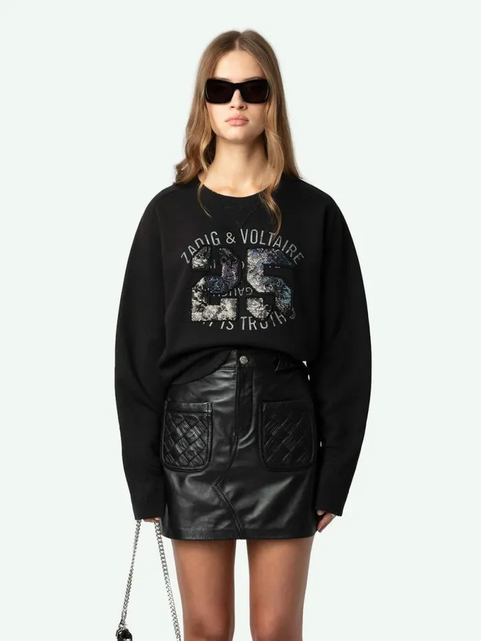 Women Zadig and Voltaire Sweatshirts and Hoodies Arvene Diamant Sweatshirt Gris Chine Clair Women Zadig and Voltaire Sweatshirts and Hoodies Arvene Diamant Sweatshirt Gris Chine Clair