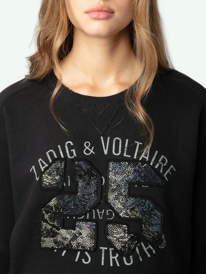 Women Zadig and Voltaire Sweatshirts and Hoodies Arvene Diamant Sweatshirt Gris Chine Clair Women Zadig and Voltaire Sweatshirts and Hoodies Arvene Diamant Sweatshirt Gris Chine Clair