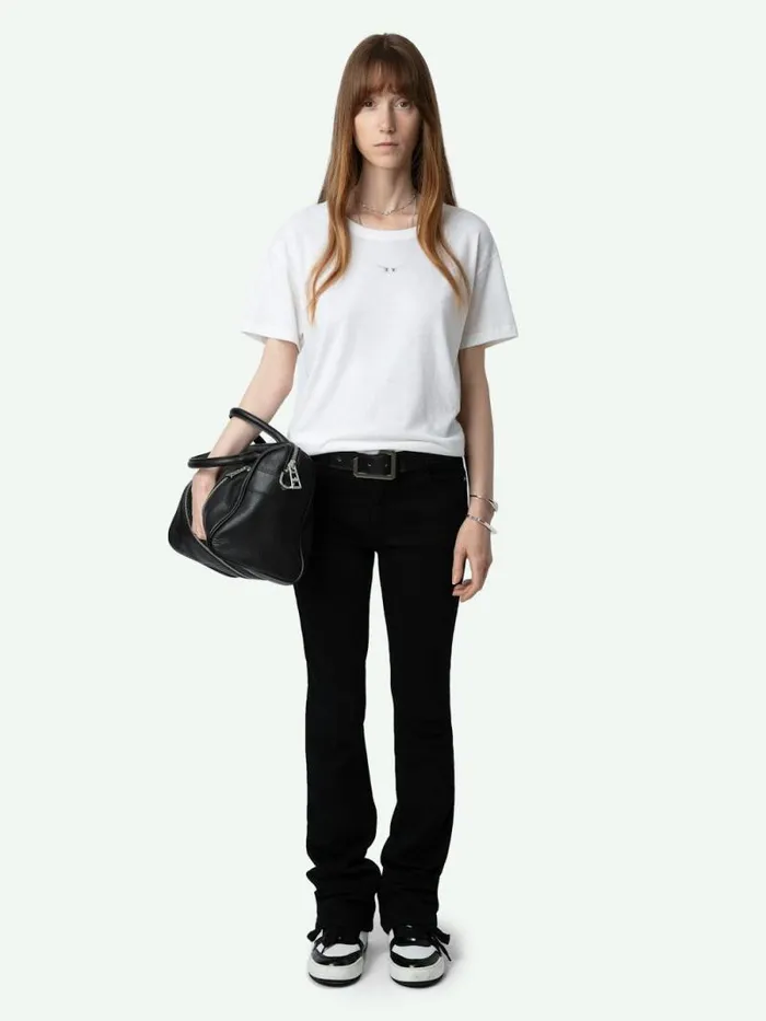 Women Zadig and Voltaire TShirts Marta Diamante Wings Tshirt White