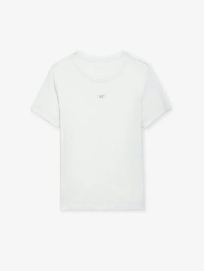 Women Zadig and Voltaire TShirts Marta Diamante Wings Tshirt White Women Zadig and Voltaire TShirts Marta Diamante Wings Tshirt White