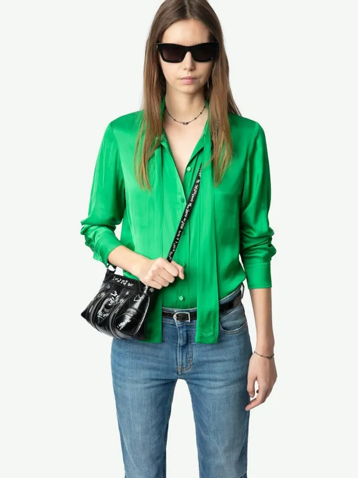 Women Zadig and Voltaire Tops and Shirts Tulba Satin Shirt Gazon Women Zadig and Voltaire Tops and Shirts Tulba Satin Shirt Gazon