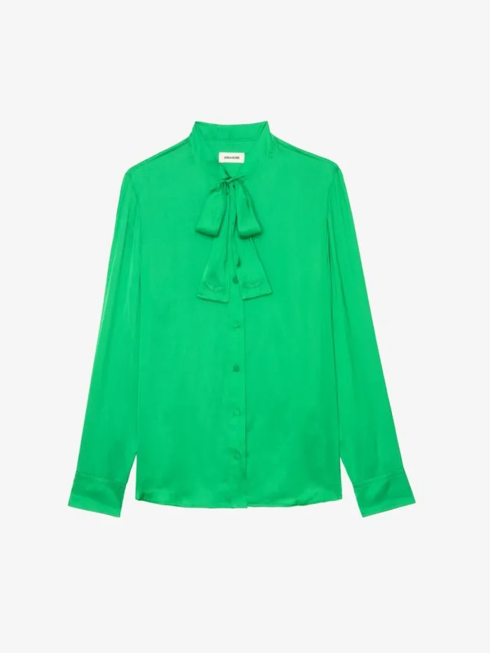 Women Zadig and Voltaire Tops and Shirts Tulba Satin Shirt Gazon Women Zadig and Voltaire Tops and Shirts Tulba Satin Shirt Gazon