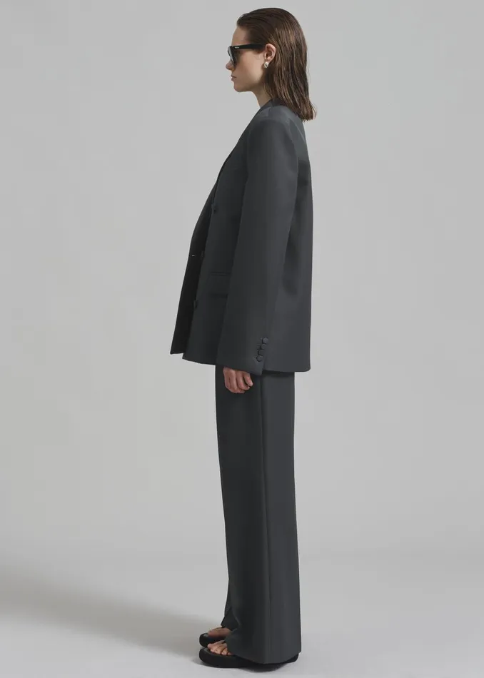 Women Zia Covered Buttons Blazer 8211 Charcoal The Frankie Shop Outerwear