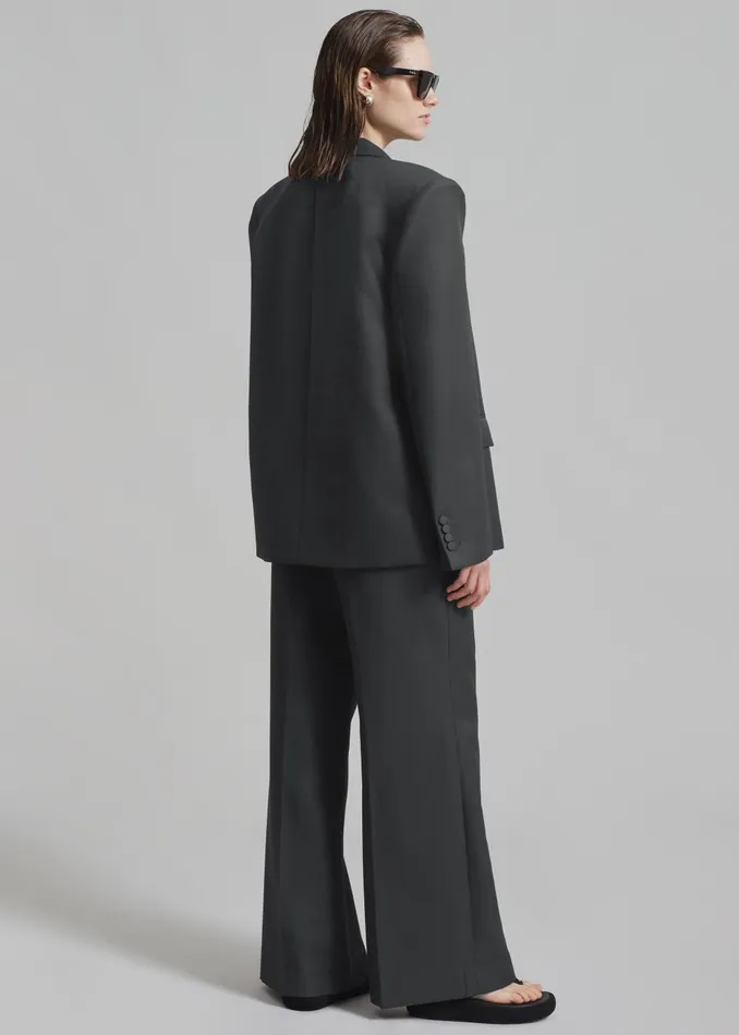 Women Zia Covered Buttons Blazer 8211 Charcoal The Frankie Shop Outerwear