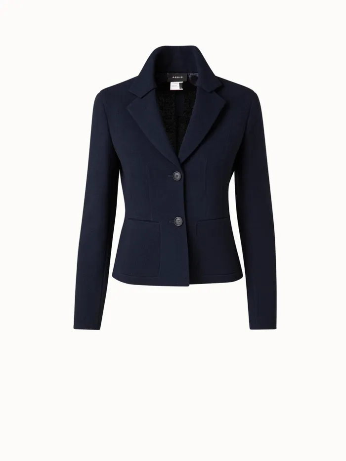 Wool Crpe DoubleFace Short Blazer Navy Women Akris Jackets