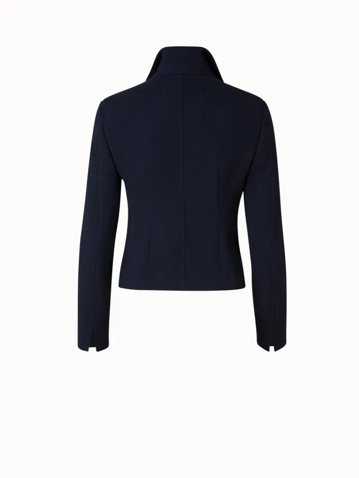 Wool Crpe DoubleFace Short Blazer Navy Women Akris Jackets