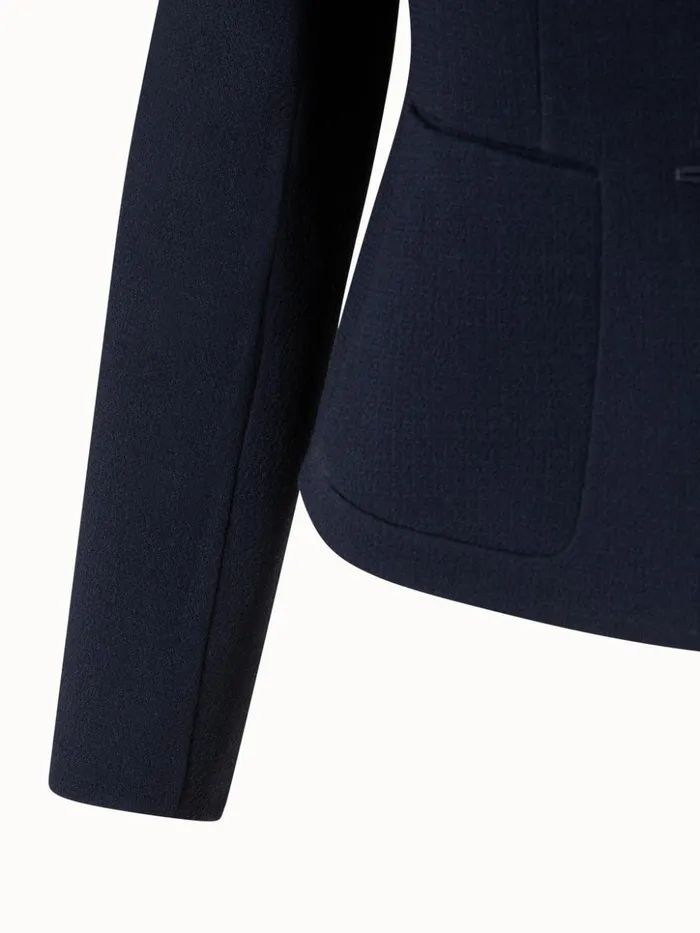 Wool Crpe DoubleFace Short Blazer Navy Women Akris Jackets