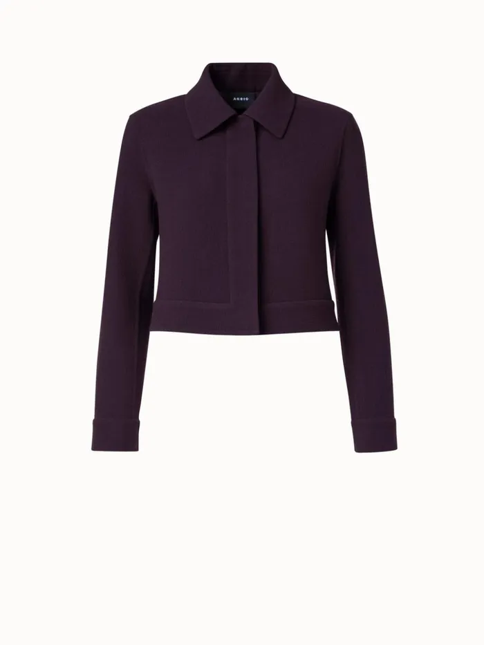 Wool Crpe DoubleFace Short Jacket Blackberry Women Akris Jackets