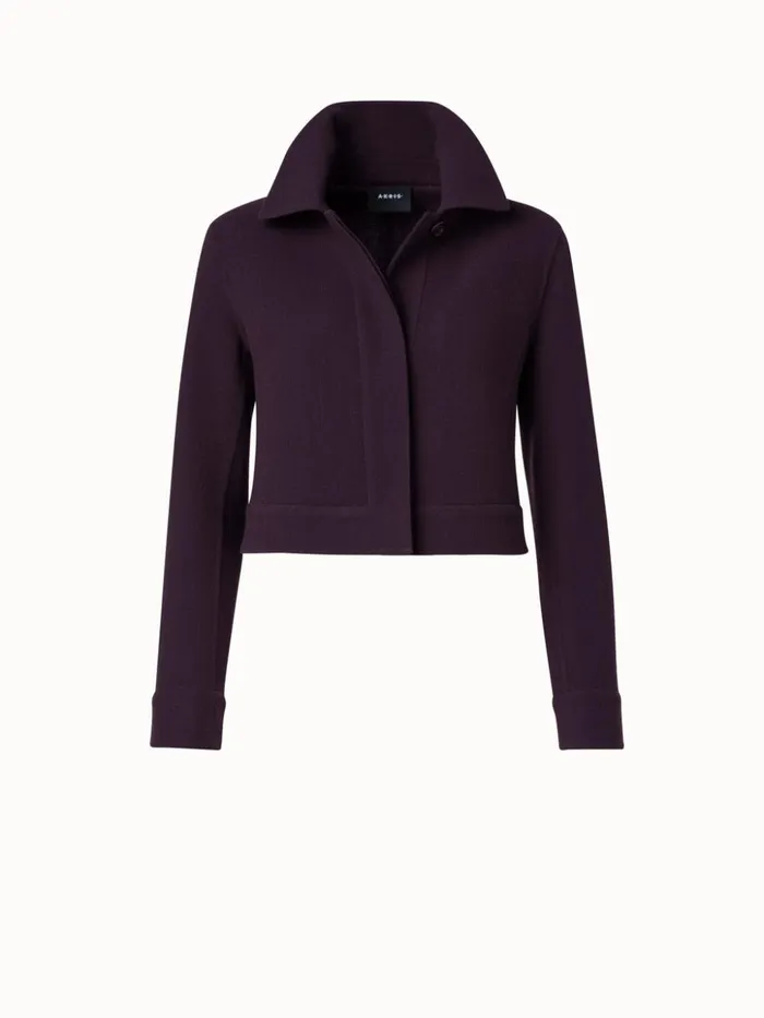 Wool Crpe DoubleFace Short Jacket Blackberry Women Akris Jackets
